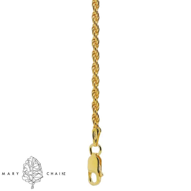 Kordelkette - 925 Siber goldplattiert / 2.4mm