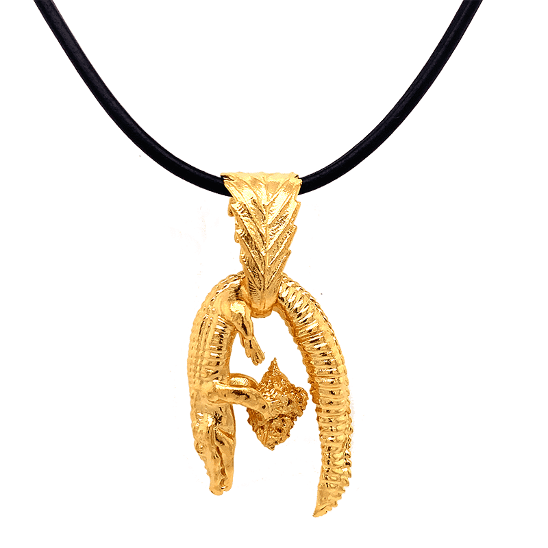 Krokodil 925 Silber rhodiniert - 24K plattiert