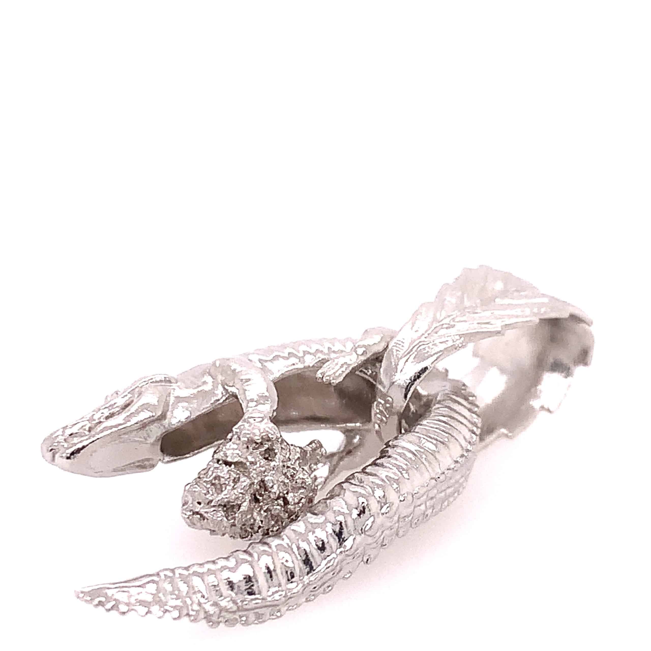 Krokodil 925 Silber rhodiniert