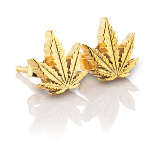 Zaza-Blatt Ohrstecker 925 Sterlingsilber - 24K Gold