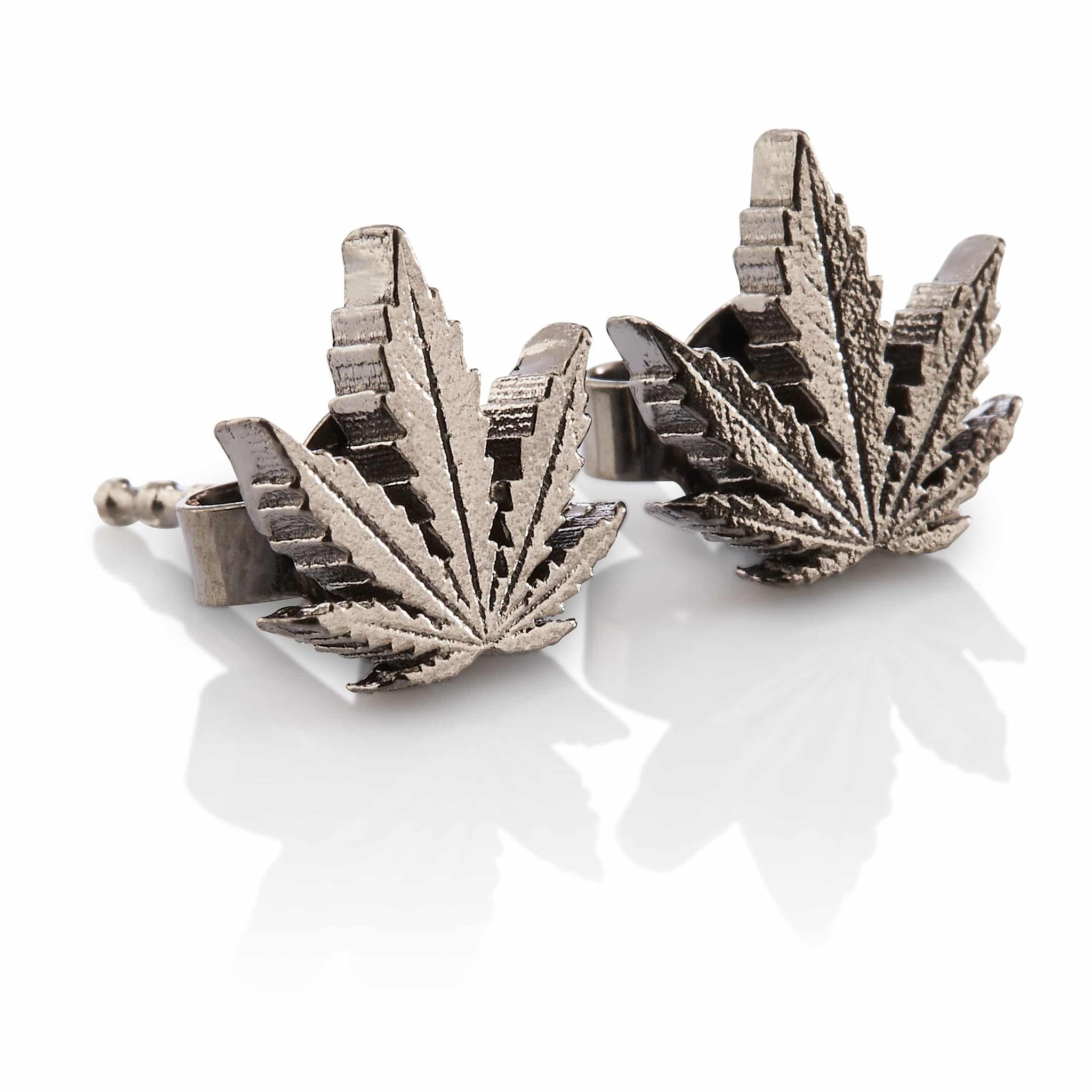 Zaza-Blatt Ohrstecker 925 Sterlingsilber - Schwarz Rhodium